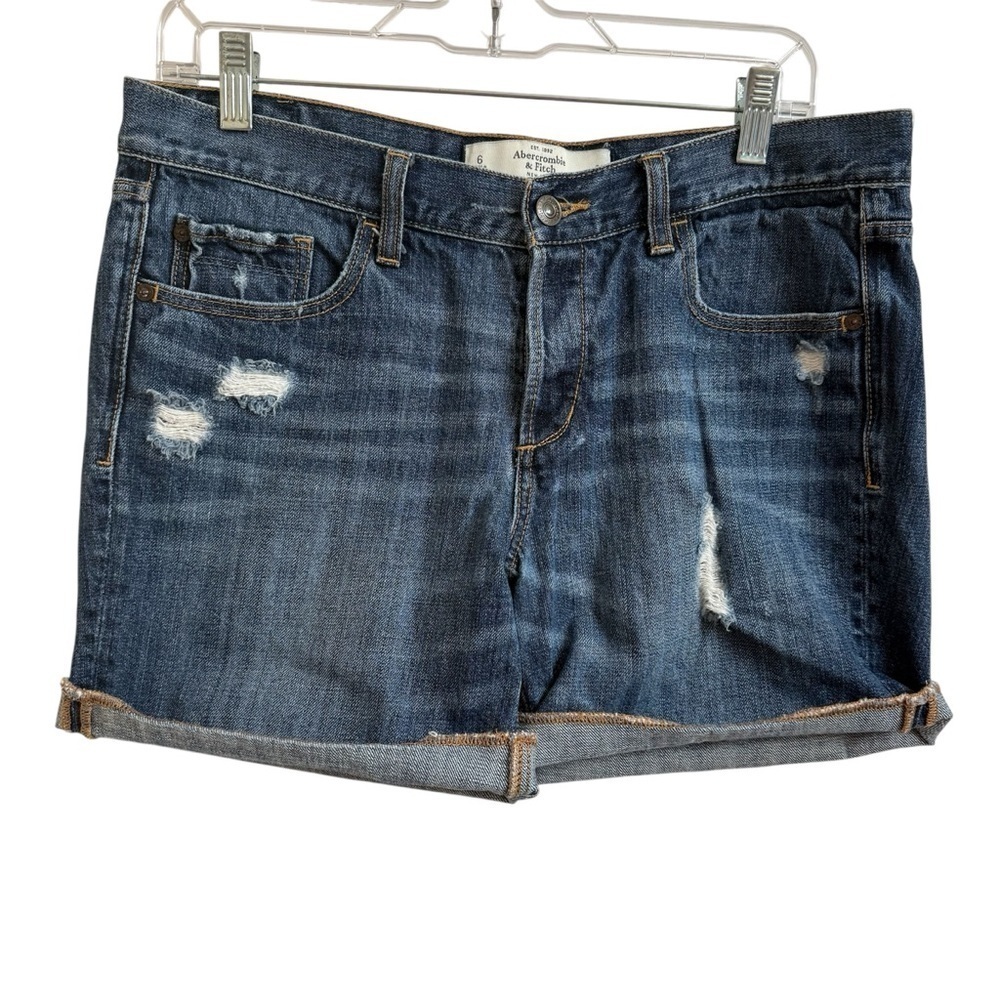 Abercrombie & Fitch Women’s Size 28/6 Button Fly Distressed Denim Jean Shorts
